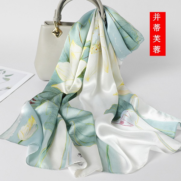 真絲絲巾女杭州絲綢100桑蠶絲緞面圍巾長中國風小披肩禮品